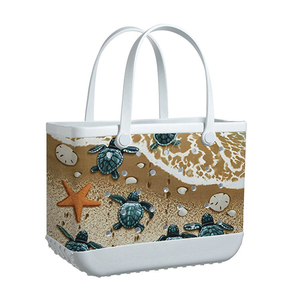 Sac fourre-tout en EVA personnalisé, grande capacité, sac fourre-tout en caoutchouc, impression de logo, bouton à breloque, imperméable, lavable, sac de plage et de piscine - Product Image 1