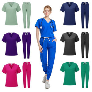 Uniforme de enfermera vaquero duradero ajustado con cuello en V para cirujanos ortopédicos, dentistas, veterinarios, ropa de trabajo - Product Image 5
