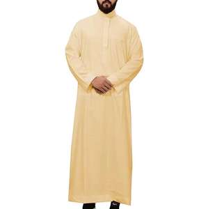 OEM 2025 Vêtements islamiques arabes de haute qualité Dubaï Thawb Jubba pour hommes à manches courtes Thobes ethniques Couleur unie Thobe musulman pour hommes - Product Image 6