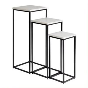 Ensemble de tables d'appoint en fer moderne de luxe Plateau rectangulaire unique pour salon et chambre à coucher Lot de 3 pièces - Product Image 2