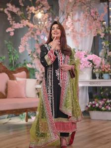 Pakistani Anarkali Lehenga Choli Dress for Women with Heavy Embellishments Bridal Style Hand Embroidery <b>Sequins</b> Acrylic <b>Material</b> - Product Image 3