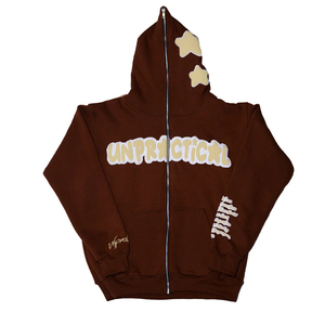 Sudaderas con capucha personalizadas con cremallera completa para hombre, color sólido, estampado personalizado de soplo, forro polar de algodón OEM, sudaderas con cremallera Unisex, estilo callejero - Product Image 5