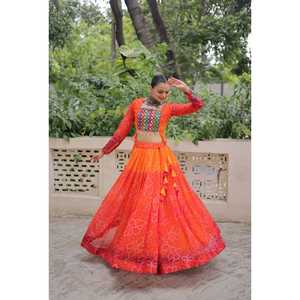 NOUVEAU Zain Exports LEHNGA BANDHANI IMPRIMÉ avec TRAVAIL KUTCH GAMTHI LONGUEUR RÉGULIÈRE REVERSIBLE CASUAL pour DIWALI/MARIAGE - Product Image 1