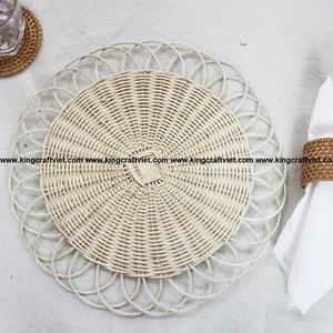 Napperons en rotin naturel faits à la main en forme de fleur pour la décoration de la maison artisanat plaque de chargeur en gros - Product Image 2