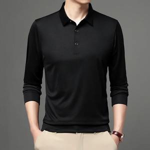Camiseta informal de manga larga de algodón 100% para hombre, cuello sólido, transpirable, para Polo para primavera y otoño - Product Image 2