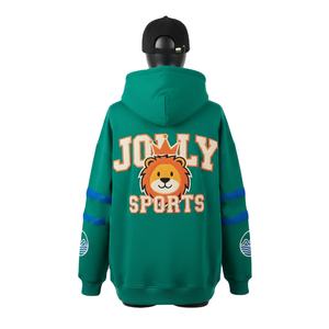 Sudadera con capucha de lana GSM 350 para mujer, tela de poliéster de algodón de Color verde, logotipo de chenilla personalizado, diseño bordado, sudaderas básicas para mujer - Product Image 2