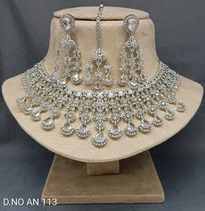 Conjunto de Collar Twini con Baño de Rodio y Circonitas, Estilo Clásico, Material Principal Latón, para Mujer, SKU an 113 AR/C-7 - Product Image 2