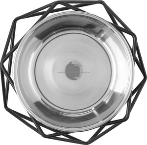 Soporte de cuencos de acero inoxidable elevado de Metal con forma de diamante único para gatos y perros Uso de alimentación de mascotas - Product Image 4
