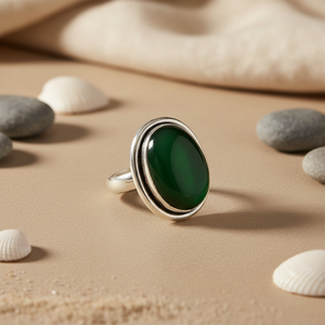 Anillo de Plata 925 con Ónix Verde para Mujer, Elegante Accesorio de Joyería - Product Image 3