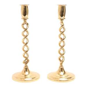 Intricately detailed brass candle holder featuring classic <b>Victorian</b> motifs and a radiant antique finished for grandeur - Product Image 2