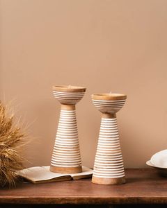 Bougeoir décoratif en bois pour table à manger, salon et chambre à coucher, décoration intérieure - Product Image 3