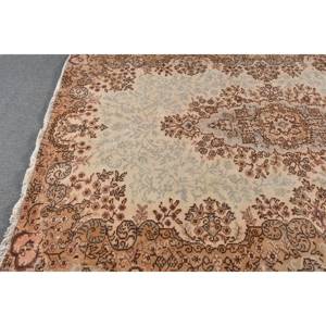 พรมโพลีเอสเตอร์สีเบจสีน้ำตาล5.9x8.3ft ทำด้วยมือโถงทางเดินทรงสี่เหลี่ยมผืนผ้าสไตล์ตุรกีสำหรับห้องนั่งเล่นหรือข้างเตียงสำหรับวัยรุ่น - Product Image 4