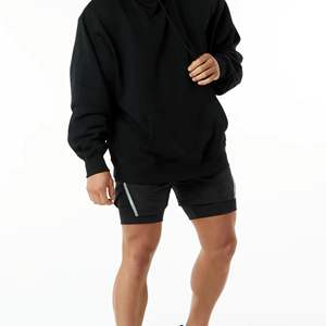 Plus lisse et plus doux 80% Nylon 20% élasthanne noir hommes Compression doublé tissé baggy entraînement court avec poches avant - Product Image 2