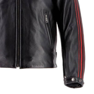 Veste motard coupe ajustée pour homme en cuir véritable noir avec poches zippées Vêtements d'extérieur décontractés ODM Supply - Product Image 4