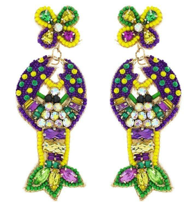 Pendientes Colgantes con Cuentas de Langosta de Mardi Gras, Pendientes Bordados con Cuentas de Mardi Gras de la India, Pendientes Hechos a Mano - Product Image 2