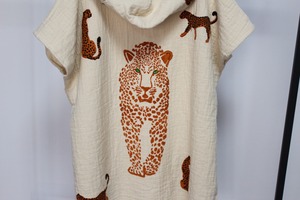 เสื้อปอนโชแบบสั้นผ้าฝ้ายย้อมสีธรรมชาติเสื้อ100% มีฮู้ดสีดำสำหรับบ้านโรงแรมสปาชายหาด - Product Image 5