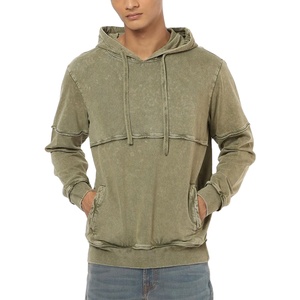 Sweatshirts à capuche vintage unisexes personnalisés, poids lourds, lavage à l'acide, survêtement de broderie thermique délavé au soleil pour hommes - Product Image 1