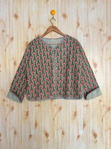 แจ็คเก็ตบุนวมผ้าฝ้ายงานทำมืออินเดีย, เสื้อโค้ทสไตล์โบโฮพิมพ์ลายบล็อกใช้ได้ทั้งผู้หญิงและผู้ชาย - Product Image 5