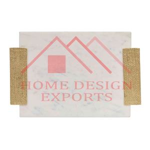 New Arrival Granite Marble <b>Vanity</b> Serving <b>Tray</b> for Home Decor Decorative White Marble Serving <b>Tray</b> with Brass Handle - Product Image 2