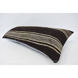 Brown Striped 16x36 Inch Wool Non-Slip Eco-Friendly Removable & Washable Vintage Pattern Woven Bolster Pillow Decorative <b>Cushion</b> - Product Image 5