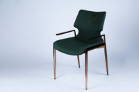 Chaise de salle à manger en cuir de luxe moderne avec acier inoxydable plaqué or pour hôtel, hôpital, usage commercial