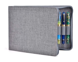 Vente chaude, étui organisateur de stylos plume en toile imperméable personnalisable OEM, 24 emplacements, gris, fermeture éclair, support d'affichage, rangement de stylos de voyage - Product Image 6