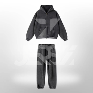 Custom Acid Wash Vintage Winter Plus Size <b>Jogger</b> Set Cotton/<b>Polyester</b> Stone Wash Hoodie Sweatpants Unisex High Quality Tracksuit - Product Image 2