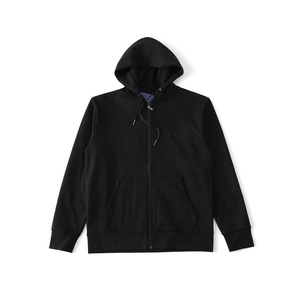 Sudadera con capucha de camuflaje Retro americano para hombre, chaqueta holgada de punto de algodón con cremallera superior, estilo informal negro sólido de otoño - Product Image 1