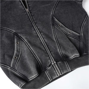 Custom Men <b>hoodies</b> High Street Vintage <b>Hoodie</b> Jacket <b>Fleece</b> Lining Vintage Washed Heavy Weight Zip Up <b>Hoodies</b> Men 2026 - Product Image 3