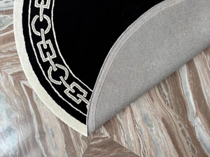 Tapis touffeté à la main en laine personnalisé de haute qualité conception de chaîne en forme de noir et blanc pour salon Hall chambre usage domestique - Product Image 5