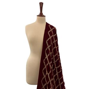 Hot Selling 100% Velvet Handmade Embroidered <b>Women's</b> <b>Shawl</b>/Scarf Solid Color Winter Warm Scarf Polyester Material Ethnic Style - Product Image 2