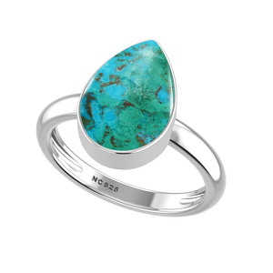 Anillo de Plata de Ley 925, ajuste de bisel, mezcla de piedras preciosas de crisocola, formas, fiesta de boda clásica, moda Unisex - Product Image 4