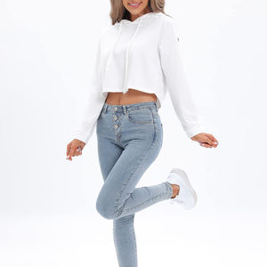 Femmes Anti-Pilling Imperméable À Capuche Crop Top Doux Polaire Matériel Manches Longues Respirant Active Wear Saison D'hiver Tendance - Product Image 5