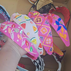 Fruit Embroidery Handmade Eco-Friendly Durable Unisex Hair Accessories Beaded Floral Geometric Detailing Custom Fashion <b>Headband</b> - Product Image 1