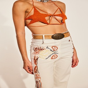 Wholesale Custom Women <b>Elastic</b> Stretch <b>Jeans</b> High <b>Waist</b> Solid Color Trousers Women <b>Jeans</b> Pants - Product Image 3