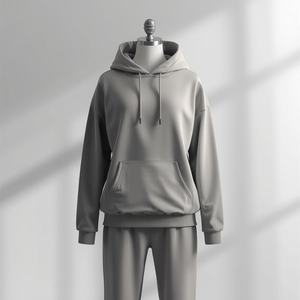 ชุดเซ็ตเสื้อฮู้ดและกางเกงวอร์มสำหรับผู้หญิง ผ้าฟลีซเนื้อหนาปานกลาง พร้อมผ้าเนื้อนุ่มสบาย ดีไซน์ปักลาย  รับผลิตแบบ OEM/ODM - Product Image 4