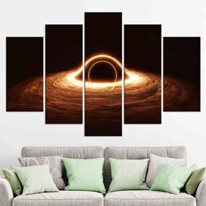 Impresión en Lienzo Moderna del Espacio Exterior: Elegante Arte de Pared con Agujero Negro, Juego de 5 Lienzos Variados - Product Image 1