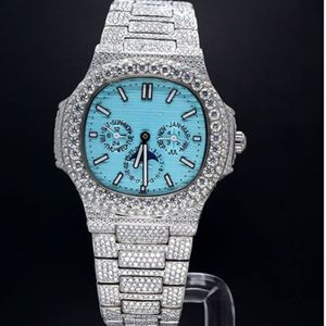 Haute qualité nouvelle montre mécanique automatique/manuelle en acier inoxydable Style d'affaires incolore diamant Moissanite Hip Hop - Product Image 5