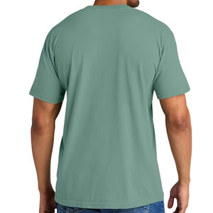 T-shirt décontracté à manches courtes pour homme, col rond, coupe classique, en mélange de coton recyclé, léger et respirant, avec poche poitrine – Vente en gros - Product Image 3