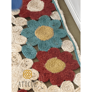 Handmade 26x35 Inch Cotton Crochet Flower Patch Placemat Woven <b>Decorative</b> <b>Table</b> Mat for Home - Product Image 5
