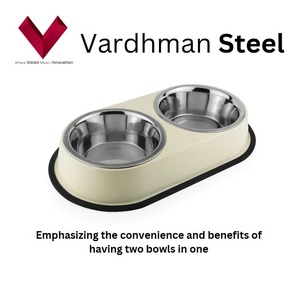 Cuenco para mascotas de comedor doble de acero inoxidable, artículo más vendido del 2025, hecho de SS de alta calidad, con su diseño resistente y base antideslizante - Product Image 2