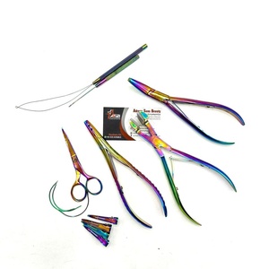 Arc-en-ciel Micro Perles 6D Ensemble D'outils D'extension De Cheveux Logo Marque Épilateur Pince Boucle Tirant Aiguilles Kit Dentelle Perruque - Product Image 1