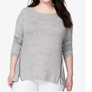 Rachel Roy Top de punto con cremallera en el bajo para mujer, talla grande 2X, color gris - Product Image 3