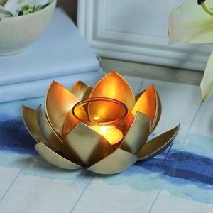 Luxury Lotus Design Metal Candle Stand T Light New Style Customized Digital Printing Holder Wedding Candle Stand - Product Image 1