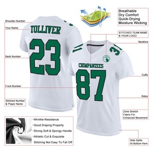 Maillot de football personnalisé, uniforme de football de qualité supérieure | Fabricant EM&ODM, ballon de football authentique personnalisé en maille blanche, vert Kelly et noir - Product Image 2