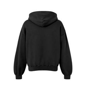 Noir Classique Pull Hoodies 100% Coton Zipper Hoodie Hommes Noir Casual Survêtement Hoodies - Product Image 2