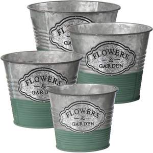 Seau de jardinière en acier galvanisé antirouille avec conception de croquis de dépendance idéal pour les arrangements floraux de mariage rustiques à thème - Product Image 3