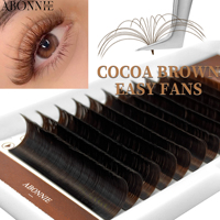 Plateaux de cils Abonnie, extensions de cils faciles à poser, extensions de cils en éventail, extensions de cils en éventail faciles à poser, extensions de cils douces en vison brun foncé
