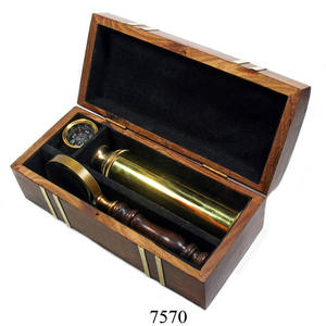 Juego de regalos náuticos, telescopio, lupa, brújula, caja de madera, caja de regalo Marina náutica, producto de diseño Vintage decorativo - Product Image 1