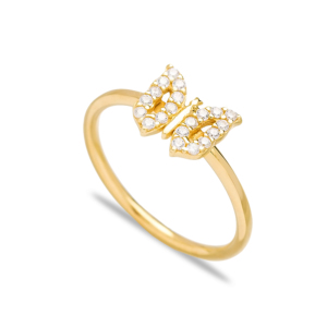 Anillo de racimo de circón mínimo con diseño de mariposa, venta al por mayor, joyería de plata de ley 925 hecha a mano turca - Product Image 1